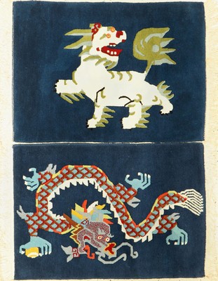 Ein Paar Nepal, (Drache & Fo-Hund), ca. 50 Jahre, Wolle auf Baumwolle, ca. 87 x 63 cm, EHZ: 2