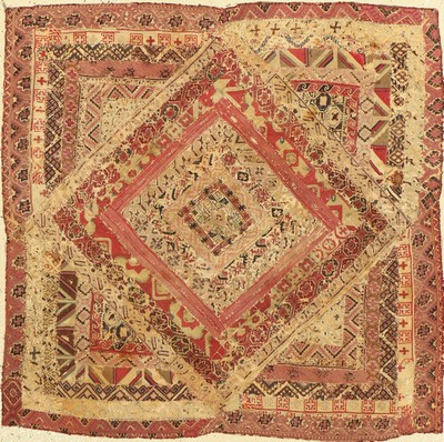 Qibleh antik(Patchwork), Turkmenistan, 19. Jhd, Wolle & Baumwolle, ca. 90 x 90 cm, EHZ: 4