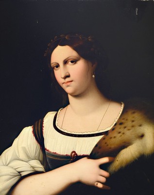 Unbekannter Kopist des fortgeschrittenen, 19.Jh.: "La Fornarina" des Sebastiano del Piombo (um 1485-1547), nach dem Original des ...