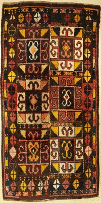 Dulchir(Schlafteppich), Uzbekistan, um 1900, Wolle auf Wolle, ca. 230 x 116 cm, (4 Bahnig), EHZ: 2(Paar kleine Löcher)