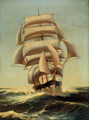 Nejhtari, Künstler des 20.Jh., Umkreis Düsseldorfer Schule, Segelschiff "Bristol" in voller Fahrt, Öl/Lwd, rechts unten signiert, ...