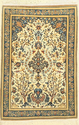 Esfahan fein, Persien, um 1960, Korkwolle auf Seide, ca. 114 x 77 cm, ca. 1.0 Mio. Kn/qm, EHZ: 2