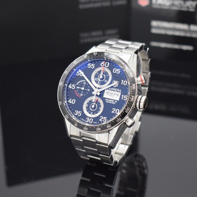 TAG HEUER Carrera Armbandchronograph Calibre 16 Referenz CV2A10, Automatik, Edelstahlgeh. inkl. Gliederband m. Faltschl., beids. vergl., Boden ...