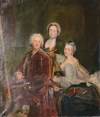 Unbekannter Kopist, 2.H.19.Jh., Kopie nach Antoine Pesnes (1683-1757) Selbstporträt mit Familie (1754), heute in der Gemäldegalerie Berlin, ...