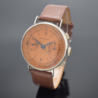 NICOLET WATCH Kaliber Landeron 39 Herrenarmbanduhr mit Schaltradchronograph, Schweiz 1940er Jahre, Handaufzug, Geh. in 800er Silber, Boden & Glasrand ...