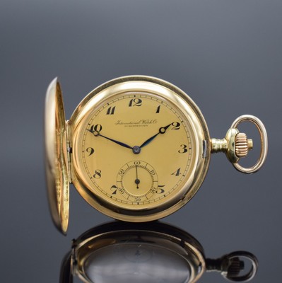 IWC Herrensavonette-Werk Kaliber 53, Schweiz um 1923, neutrales, glattes 2 Deckel-Goldgeh. dell., Metallcuvette, sign. Metallzifferbl. m. arab. ...