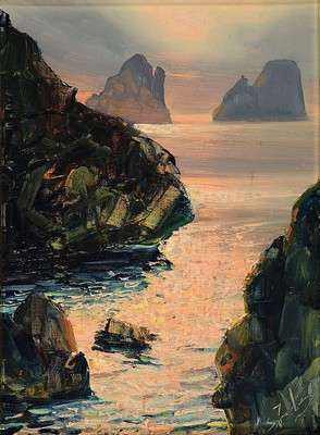 Federico Salvatore, geb. 1908, Capri, Öl/Lwd, signiert, rückseitig auf Rahmen bezeichnet und nochmals signiert, ca. 24 x 18 cm, Rahmen: 41 x 35 cm