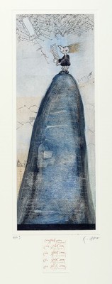 Xaver Mayer, geb. 1956 Primasens, Orig. farb Tusche , sign., num., u. Glas gerahmt, gesamt ca. 95x45 cm