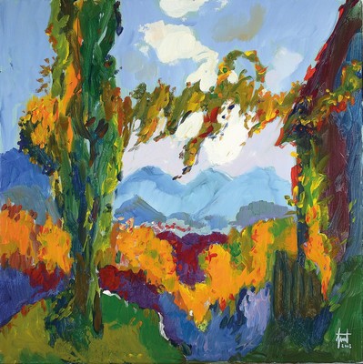 Georg Günter Zeuner, 1923 Dresden-2011 Speyer, Landschaft in der Südpfalz, Öl/Lwd, rechts unten signiert und dat. 2008, ca. 80x80cm