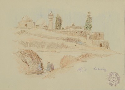 August Croissant, 1870 Edenkoben-1941 Landau, 2 Arbeiten: 1) Aquarell, Porträt einer Frau mit Kopftuch, rechts unten sign., ca. 40x30cm, R. ca. ...
