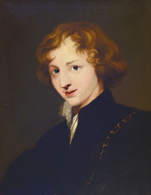 Unbekannter Künstler, deutsch, 2. Hälfte 19. Jh., Porträt eines jungen Mannes nach Antony van Dyk, Öl/Lwd, ca. 63x49cm, R. ca. 77x63 cm