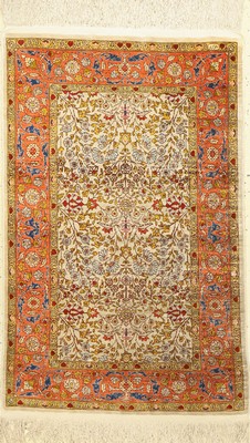 Hereke Seide, signiert, Türkei, um 1960, reine Naturseide, ca. 110 x 73 cm, EHZ: 2