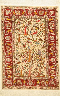 Hereke Seide, signiert, Türkei, um 1960, reine Naturseide, ca. 119 x 83 cm, EHZ: 2