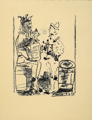 Pablo Picasso, 1881-1973, Lithographie von 1958, im Druck sign., ca. 22x17cm, u.Gl., R., ca. 35x27cm, leicht gebräunt