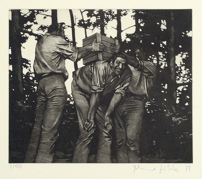 Johannes Grützke, 1937-2017 Berlin, Die Kiste, Schabradierung auf Velin, rechts unten signiert und dat. 71, num. 3/120, ca. 22.5x27cm, u.Gl., R. ca. ...