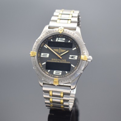 BREITLING Aerospace Chronometer Multifunktionsuhr in Titan/Gold, Schweiz verk. lt. beil. Pap. 11/2002, quarz, Referenz F75362, Boden aufgedr., orig. ...