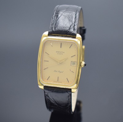 ZENITH Port Royal vergoldete Herrenarmbanduhr, Schweiz um 1970, quarz, Ref. 27.2200.116, Stahlboden aufgedr., Schmuckkrone, goldfarb. guill. ...