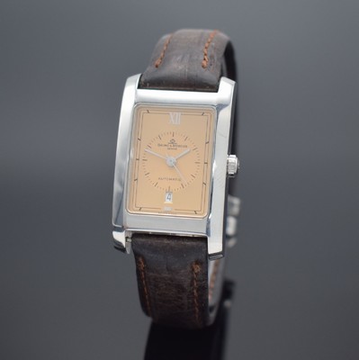 BAUME & MERCIER Hampton Armbanduhr in Stahl, Schweiz um 1995, Automatik, Ref. MV045120, Boden aufgedr., neutr. Lederband m. orig. Faltschl., ...