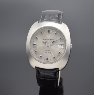 ETERNA-MATIC 36000 Fast Beat Herrenarmbanduhr in Stahl, Schweiz um 1975, Automatik, matt. Edelstahlgeh., Boden verschr., silb. Zifferbl. m. ...