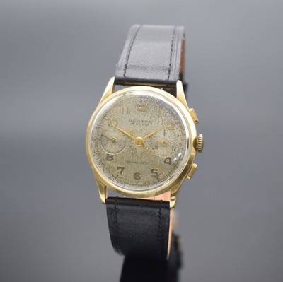 ORATOR Herrenarmbanduhr mit Chronograph in GG 585/000, Schweiz um 1950, Handaufzug, Ref. 1660, massives Geh. & gedr. Boden dell., silb. Zifferbl. ...