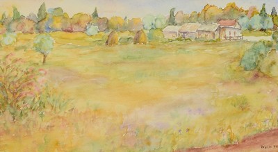 Oskar Kolb, 1923 Ratzenried/Allgäu - 1998 Wiesbaden, Landschafts-Aquarell, signiert u.datiert 78, unter Glas gerahmt, 32x42 cm