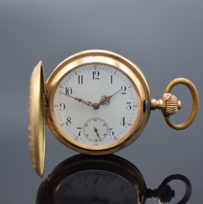 MONOPOL / DÜRRSTEIN Halbsavonette in RoséG 585/000, Schweiz um 1900, grav. 3-Deckel Goldgeh. dell., Rückdeckel m. Monogrammspiegel, Sprungdeckel ...