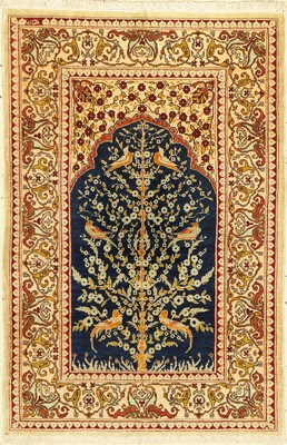 Hereke Seide fein, signiert, Türkei, um 1960, reine Naturseide, ca. 78 x 52 cm, EHZ: 2