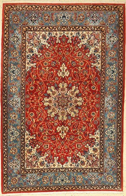 Esfahan fein, Persien, um 1960, Korkwolle auf Seide, ca. 170 x 112 cm, ca. 1,0 Mio. Kn/qm, EHZ: 2