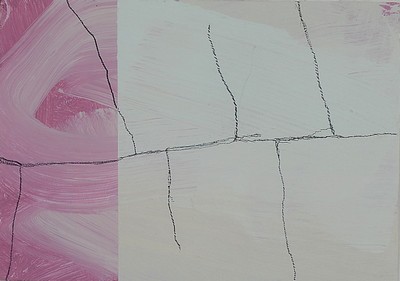Martin Noel, 1956 Berlin-2010 Bonn, Acryl und Bleistift auf Papier, übermalte Postkarte, rückseitig signiert und dat. 2010, ca. 10x15cm, PP, u.Gl., ...
