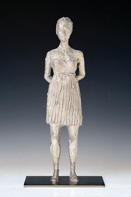 Stephan Balkenhol, geb. 1957, stehende Frau, Metallskulptur, am Boden: griffelkunst 2008, Nr. 782, H. ca. 32cm