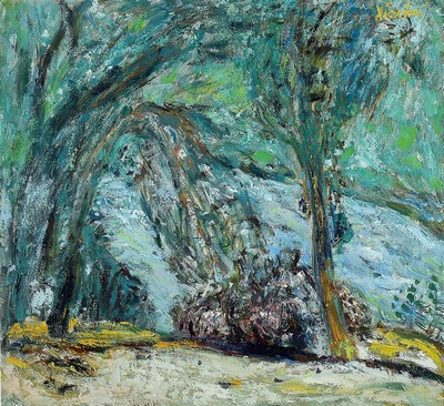 Su Xiaobai, geb. 1949 Wuhan, Studium an der Akademie Düsseldorf bei Gerhard Richter und Markus Lüpertz, hier: Waldweg, Mischtechnik und Öl auf ...