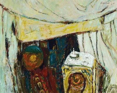 Su Xiaobai, geb. 1949 Wuhan, Studium an der Akademie Düsseldorf bei Gerhard Richter und Markus Lüpertz, hier: Stillleben, Mischtechnik und Öl auf ...