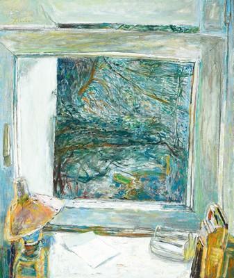 Su Xioabai, geb. 1949 Wuhan, Studium an der Akademie Düsseldorf bei Gerhard Richter und Markus Lüpertz, hier: Blick aus dem Fenster, Öl/Lwd, links ...