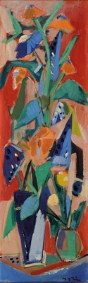 Hans Rolf Peter, 1926-2020 Neustadt a.d. Weinstraße, Blumenstillleben, Öl/Malkarton, rechts unten signiert, ca. 90x28cm, R. ca. 99x37cm