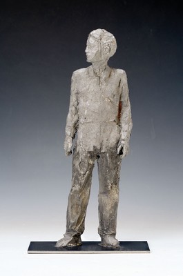 Stephan Balkenhol, geb. 1957, stehender Mann, Metallskulptur, am Boden: griffelkunst 2006, Nr. 149, H. ca. 33cm