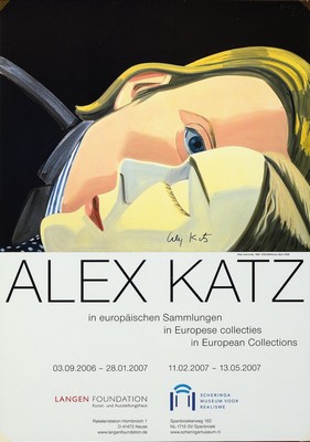 Alex Katz, geb. 1927, "Peter and Linda", Langen Foundation Neuss 2006, Offsetlithografie, handsign., Blatt ca. 42x29 ,5 cm, unter Plexiglas ...