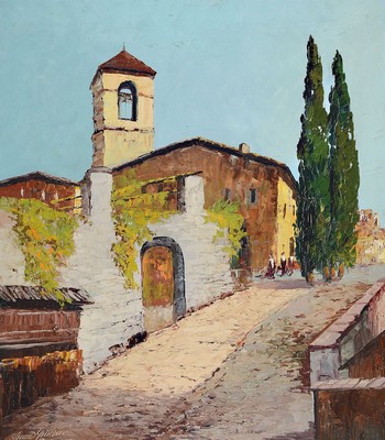 Arnold Graboné, 1896 München-1982 Starnberg, Bronco Tessin, rückseitig so betitelt, Öl/Lwd, links unten signiert, ca. 80x70cm, R. ca. 100x90cm