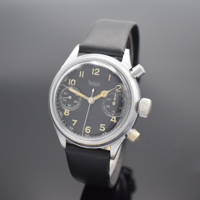 HANHART WK 2 Flieger-Schaltradchronograph mit Flyback, Deutschland um 1944, Handaufzug, verchr. Nickelgeh. ohne Drehlünette, verschr. Stahlboden, ...