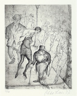 Otto Lais, 1897-1988, Radierung von 1927, handsigniert und num. 28/66, Platte ca. 28x22 cm, gesamt ca. 59x45 cm