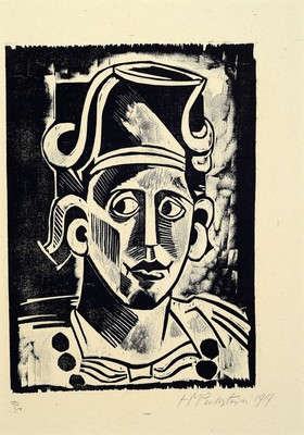 Hermann Max Pechstein, 1881-1955, Holzschnitt aus der Serie exotische Köpfe, handsigniert und dat. 1919, bez.: Pr. für Probedruck, gesamt ca. 59x45 ...