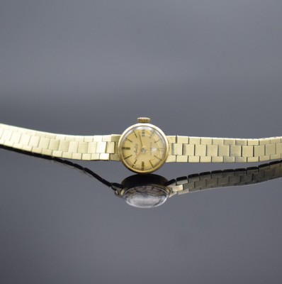 ARCTOS Damenarmbanduhr in GG 585/000, Schweiz 1960er Jahre, Handaufzug, Boden aufgedr., an GG 585/000 Armband, silb. Zifferbl. stark pat./fl., gold. ...