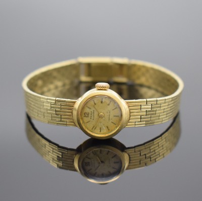 PARA Klasse Damenarmbanduhr in GG 585/000, Schweiz 1960er Jahre, Handaufzug, Boden aufgedr., an GG 585/000 Armband, silb. Zifferbl. stark pat./fl., ...