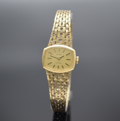 FORMATIC Damenarmbanduhr in GG 585/000, Schweiz 1960er Jahre, Handaufzug, Geh. an Goldband in GG 333/000, Boden aufgedr., champagnerfarb. Zifferbl. ...