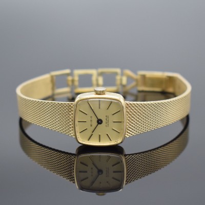 ZICO Damenarmbanduhr in GG 585/000, Schweiz 1960er Jahre, Handaufzug, Geh. an Goldband in GG 585/000, Verlängerung wohl auf Kundenwunsch (GG ...