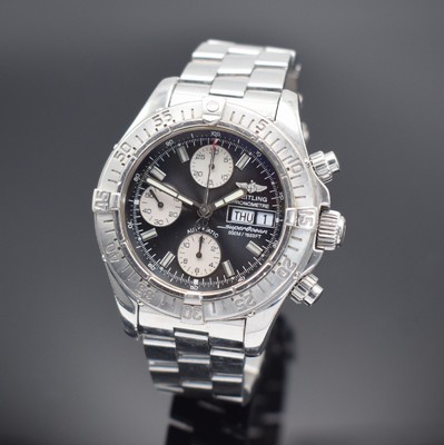 BREITLING Super Ocean Herrenarmbanduhr mit Chronograph, Schweiz verk. 12/2009 lt. beil. Zert., Ref. A13340, verschr. Edelstahl Geh. inkl. Gliederband ...