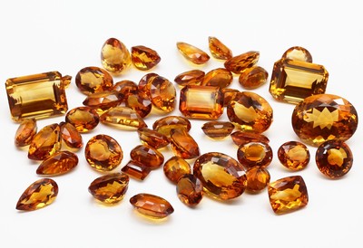 Lot lose Citrine zus. ca. 447,00 ct , Idar- Obersteiner Schleifarbeit, versch. Schliffformen und Größen