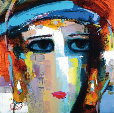 Abbas Al Mosawi, geb. 1952, Acryl/Lwd, zwei Pendants, Frauenköpfe, signiert, dat. 2021, 73.5 x 73.5 cm, Abbas Al-Mosawi ist einer der begehrtesten, ...