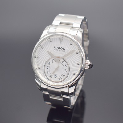 UNION GLASHÜTTE/SA Seris Damenarmbanduhr in Stahl, Deutschland um 2015, Automatik, Ref. D004.228 A, beids. vergl. Geh., Boden 4-fach verschr., orig. ...