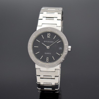 BULGARI Armbanduhr in Stahl, Schweiz um 2000, quarz, Ref. BB 33 SS, orig. Gliederband m. Faltschl., Boden aufgedr., Lünette m. Bulgari-Gravur, ...