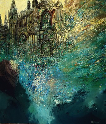Tomasz Setowski, geb. 1961 Czestochowa/Polen, Kathedrale, Acryl/Lwd, signiert, rückseitig bez. Collection Störk 1991, ca. 117 x 100 cm, Leiste, ...
